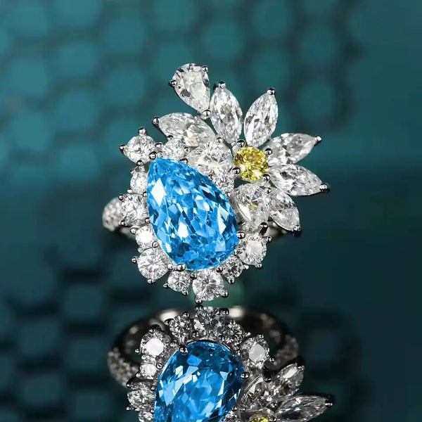 Aquamarine Drop-Shaped Gemstone Ring