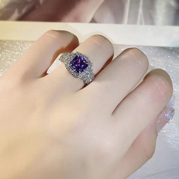 Purple Gem Ring Adjustable