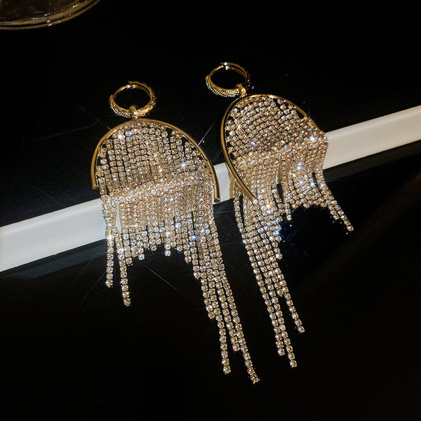 Sparkle Rhinestone Dangle Earrings (Golden)