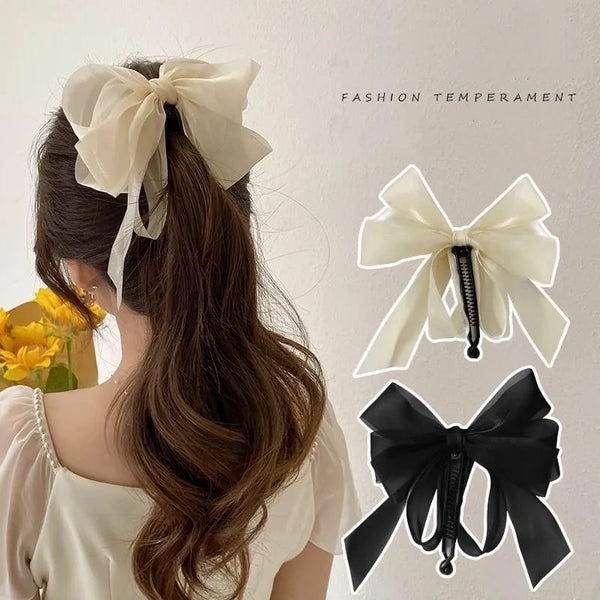 Korean Ribbon Bow Hair Claw Banana Clip