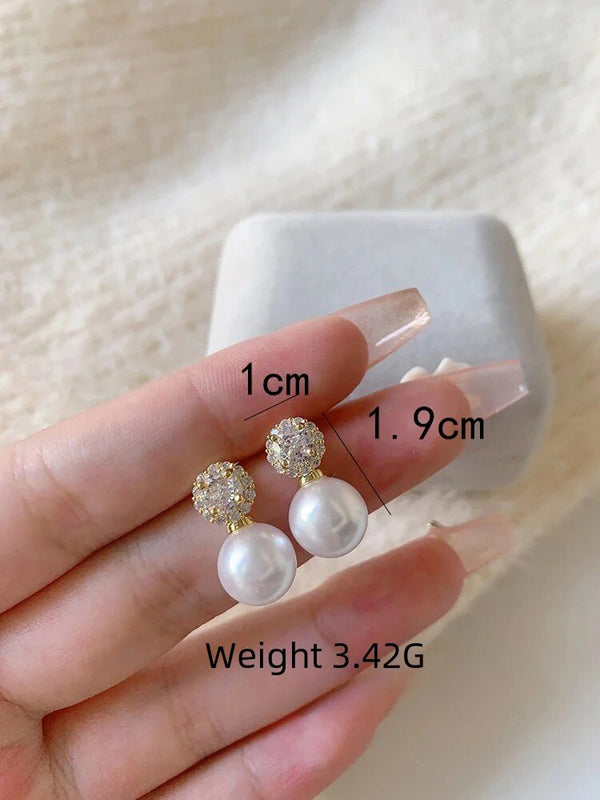 Luxury Golden Pearl Drop Studs