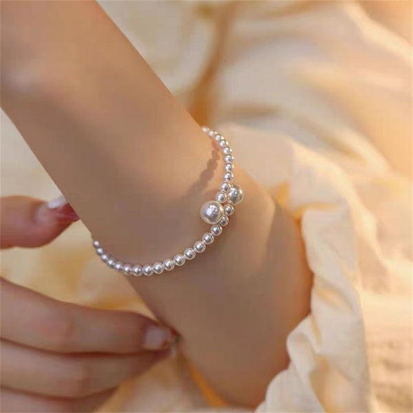 White Pearl Bracelets Resin Handmade Bangle