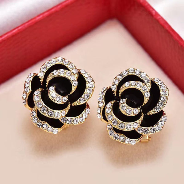 Black Rhinestone Fowers