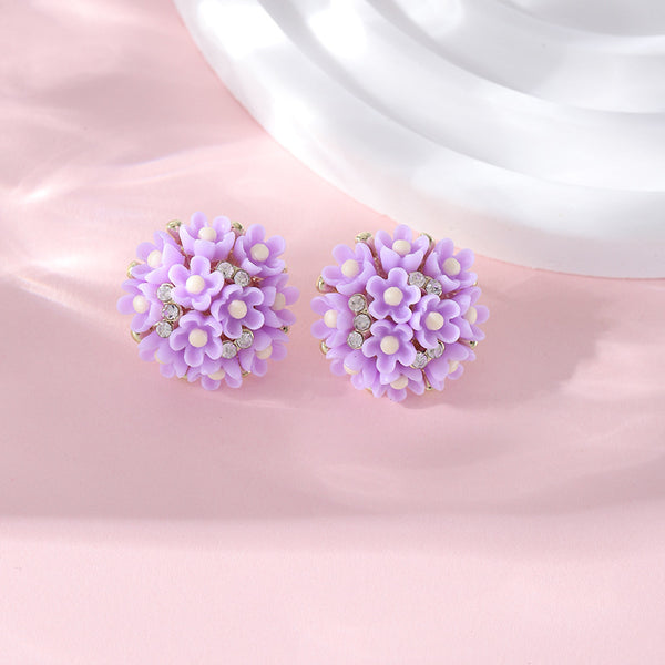 Purple Spring Flower Cluster Earrings