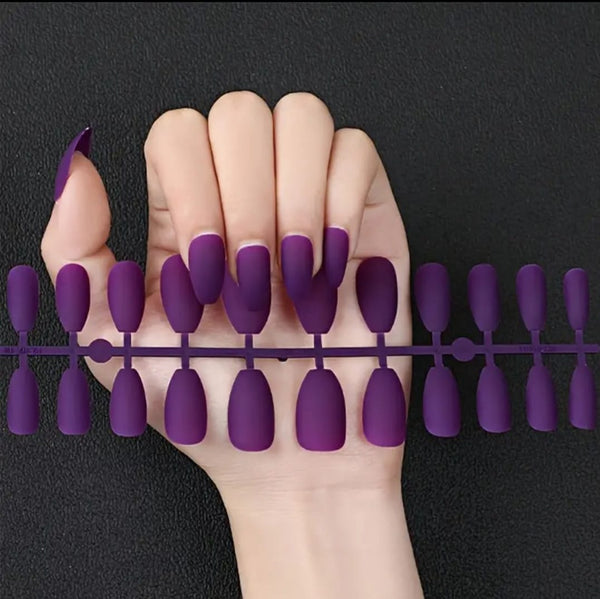 24 PCS Almond Shape Purple Matte