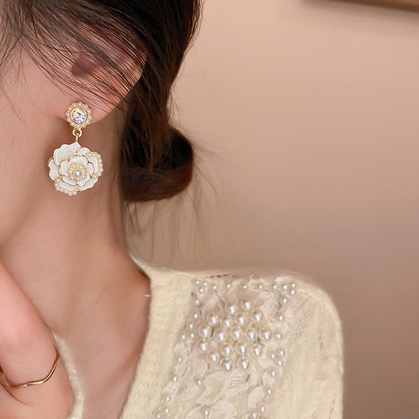 Camellia White Earrings