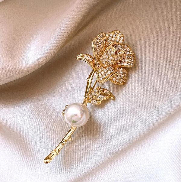 Pearl Rose Brooch (B9)