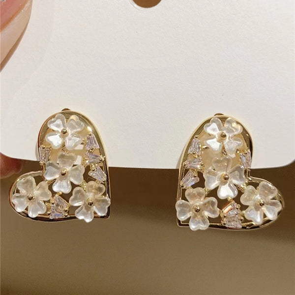 Orchid Carnation Heart Earrings