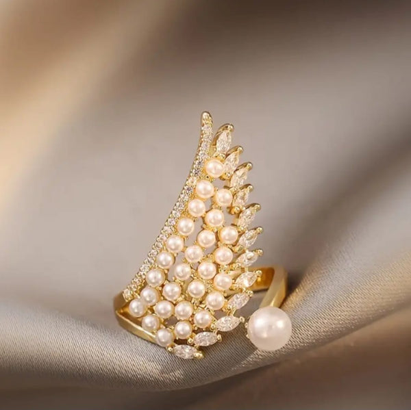 Faux Pearl Studded Copper Ring