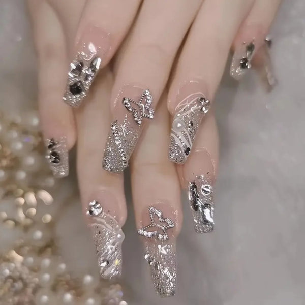 Acrylic Ballet False Gem Nails ()