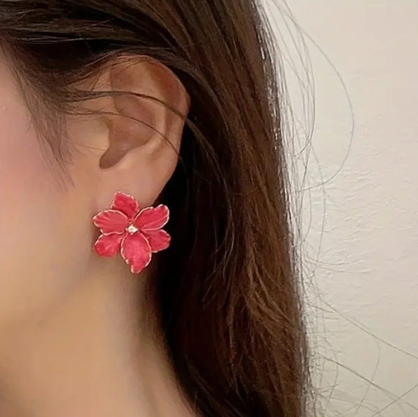 Lily Flower Earrings (Red)