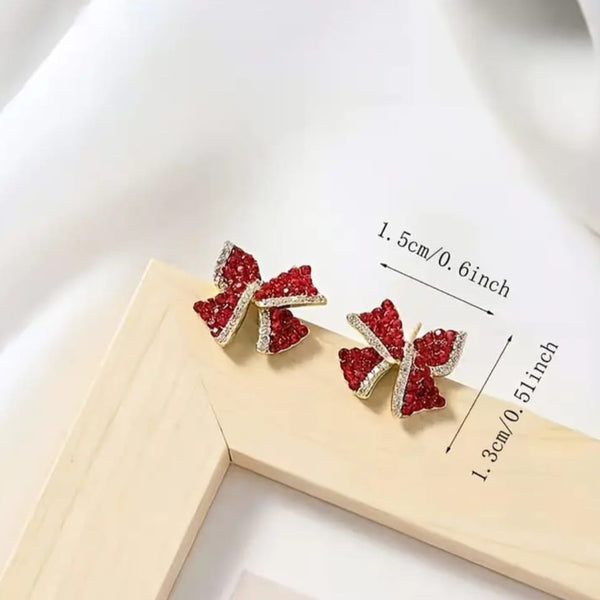 Cute Red Bow Stud Earrings
