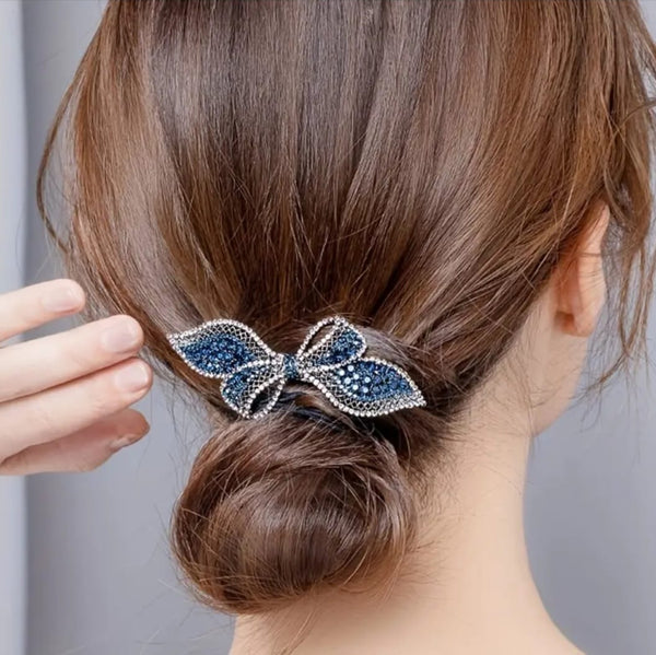 Blue Rhinestone Spring Hair Clip