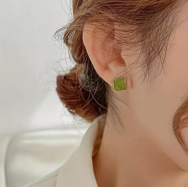 Green Square Studs