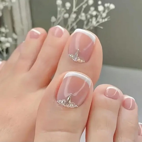 24 PCS  Nude Press On False Toe Nails (002)