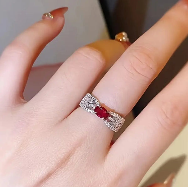 Ruby Gem Silver Plated Ring