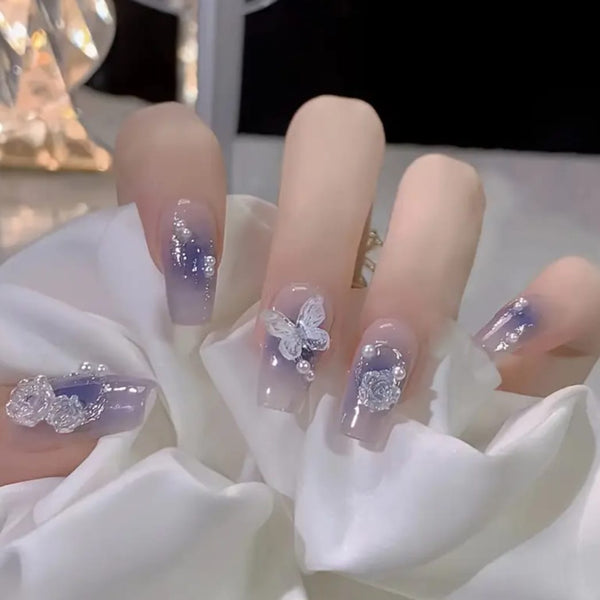 Ballet Shape Purple Pess On Nails