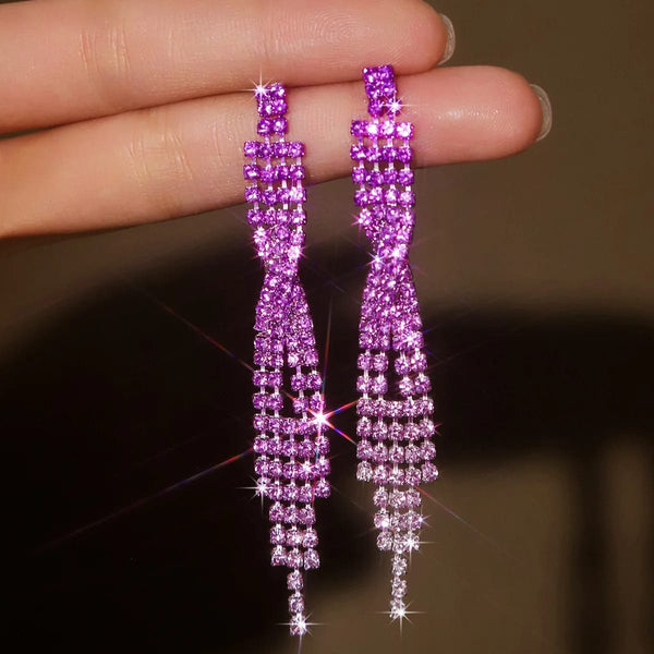 Sparkle Twisted Rhinestone Dangle Earrings