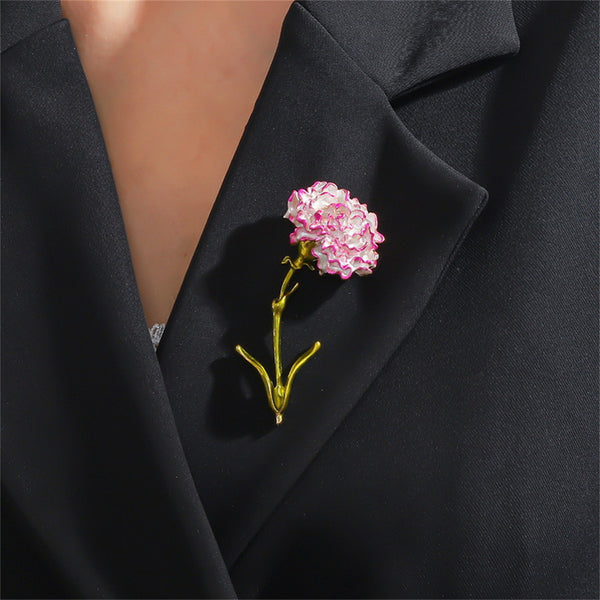 Pink Carnation Flower Brooch