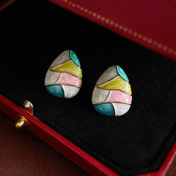 Oval Multi Marble Studs