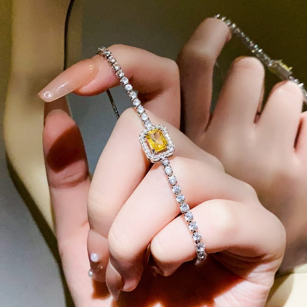 One Square Sugar Sparkling Bracelet (Yellow)