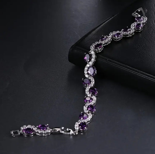 Radiant Luxury Purple Oval Link Bracelet