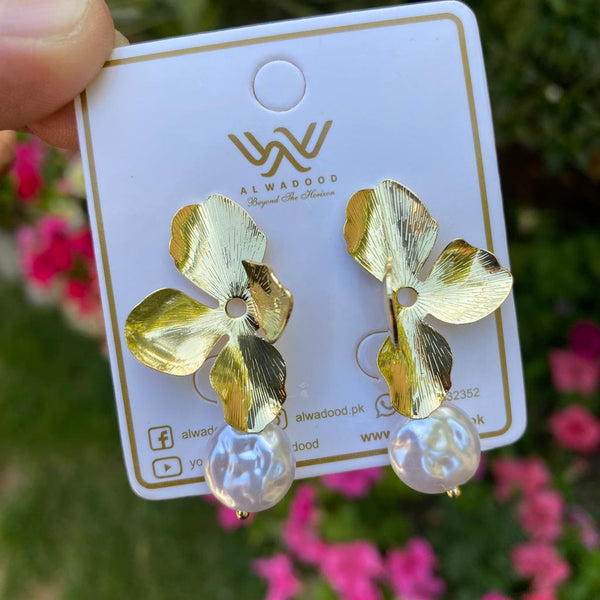 Golden Flower Petal Earrings