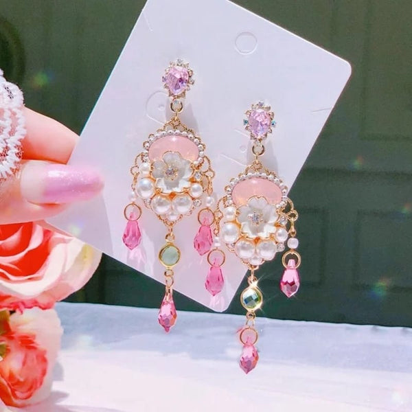 Pink Crystal Party Earrings