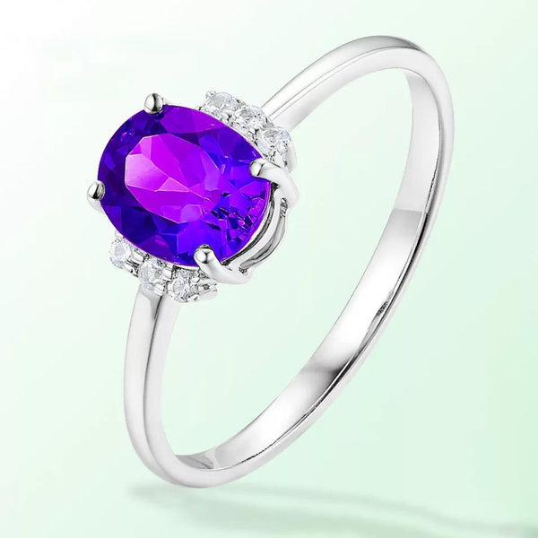 Purple Gem Stone Ring (Size Adjustable)