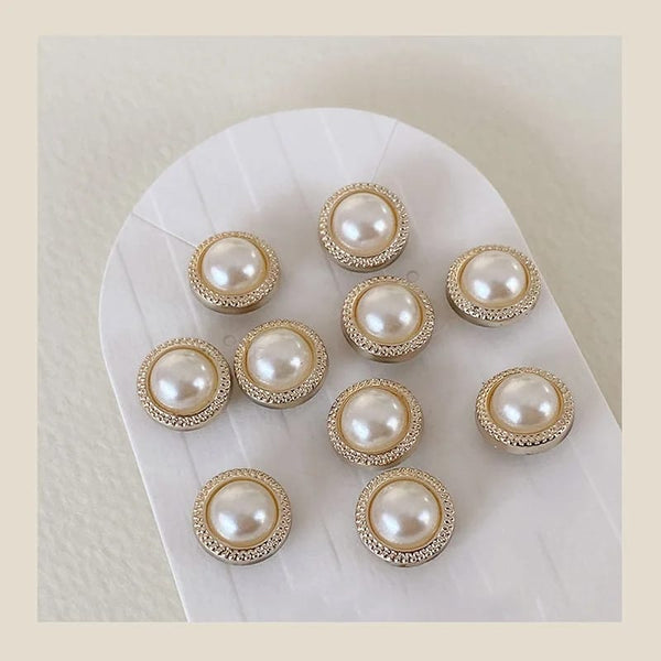 Fancy Detachable Glitter Pearl Buttons L (Pack Of 6)